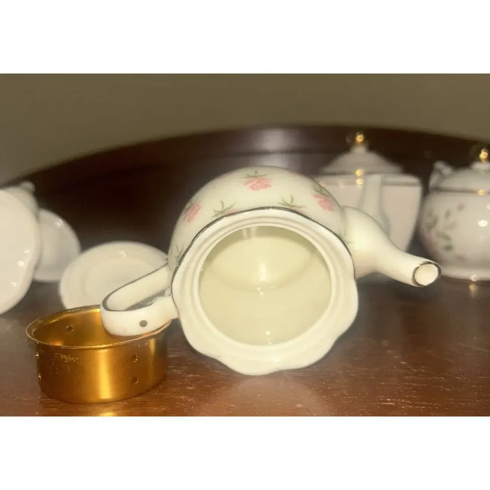 Partylite Floral Teapot Set x 4 Miniatures Tealight Candle Holders - Picture 7 of 7
